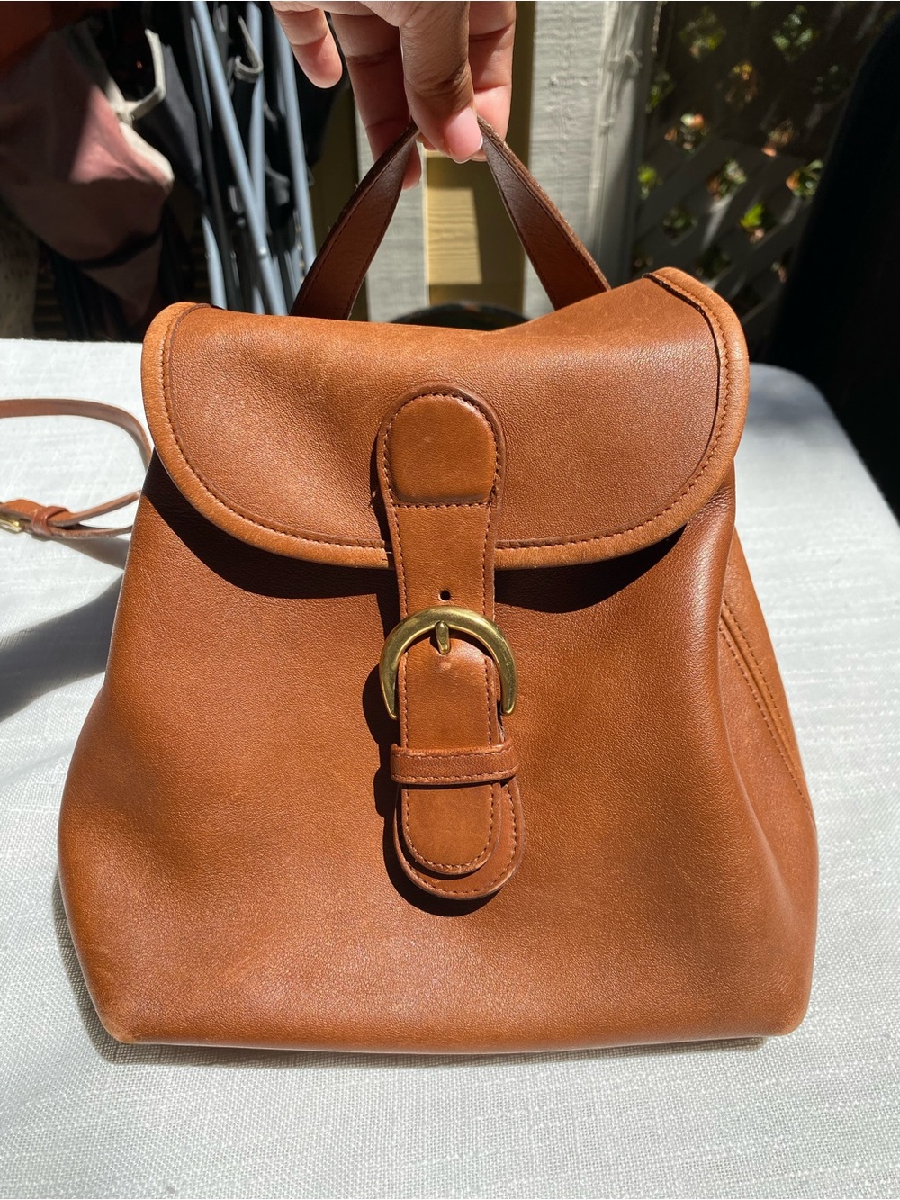 Authentic Coach Classic Tan Leather Mini Backpack Y2K snap closure PRELOVED
